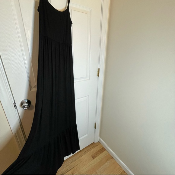 Roan + Ryan Maxi Dress Women's XS Black Square Neck Spaghetti Strap Smocked - Picture 5 of 12